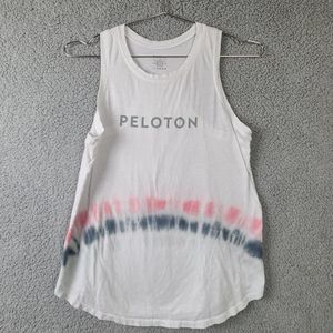 Peloton Womens Tank Top White Tie Dye Sleeveless Flowy Racer Sz Medium